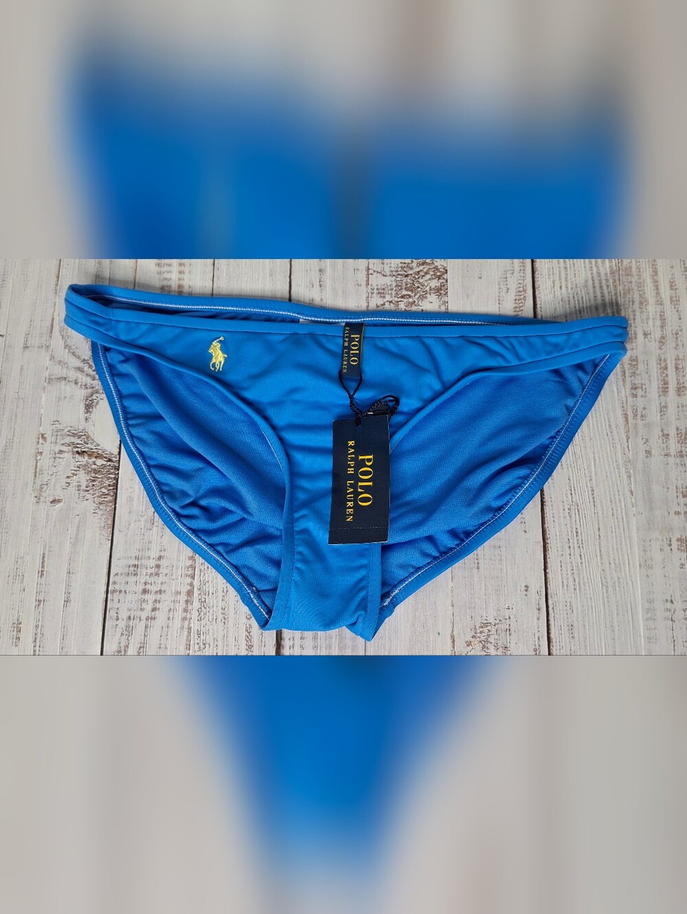 NWT Ralph Lauren Polo Medium Hipster Bikini Swim Bottom Blue